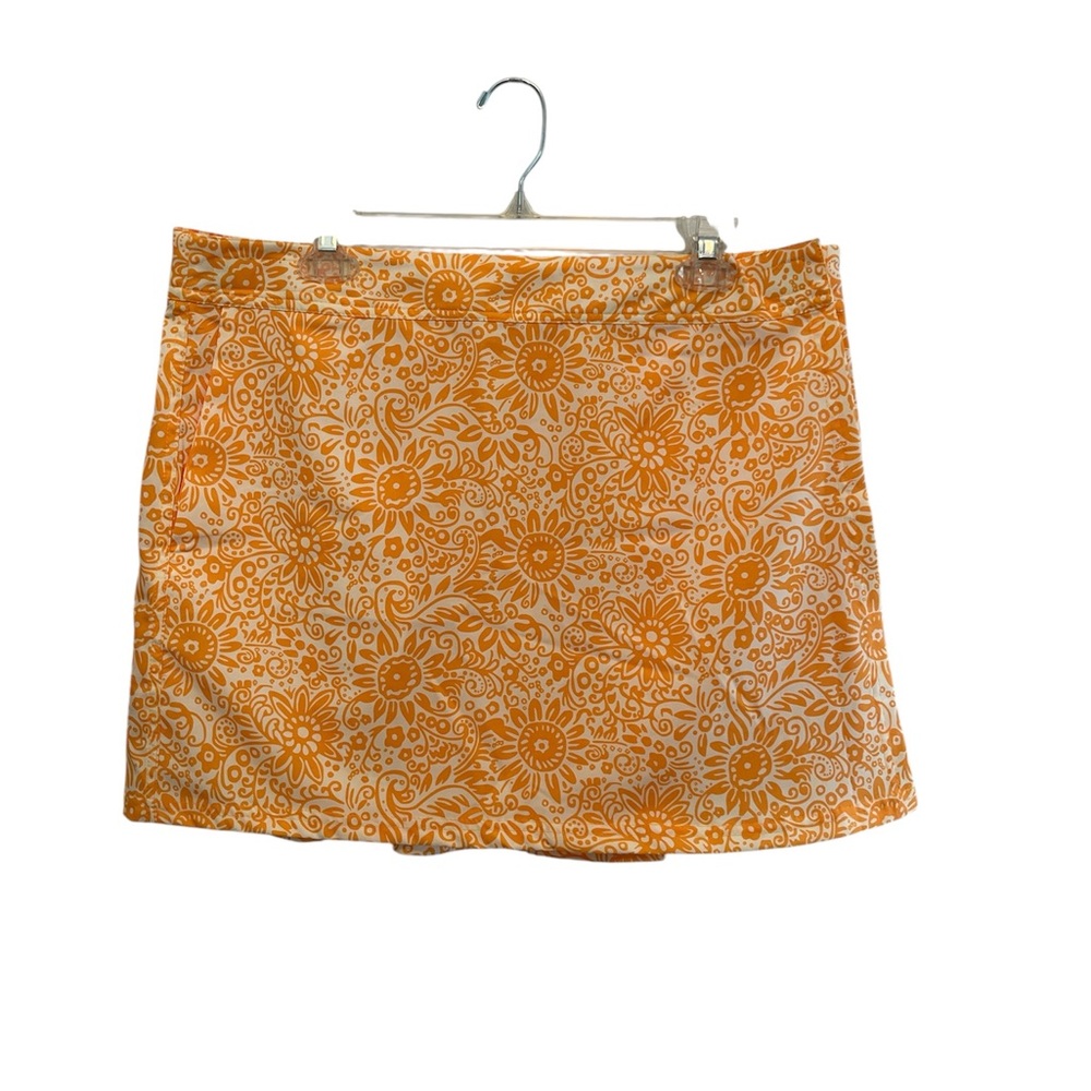 Women’s Orange cream Floral Mini Rip Skirt XL